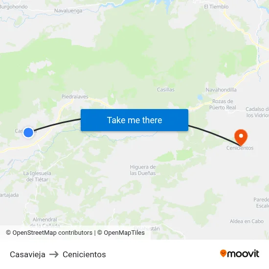 Casavieja to Cenicientos map