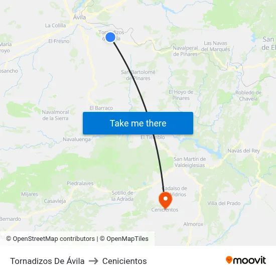 Tornadizos De Ávila to Cenicientos map