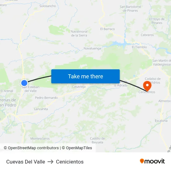 Cuevas Del Valle to Cenicientos map