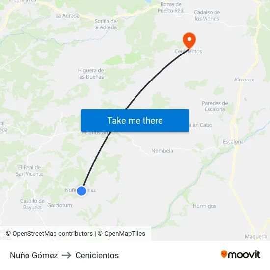 Nuño Gómez to Cenicientos map
