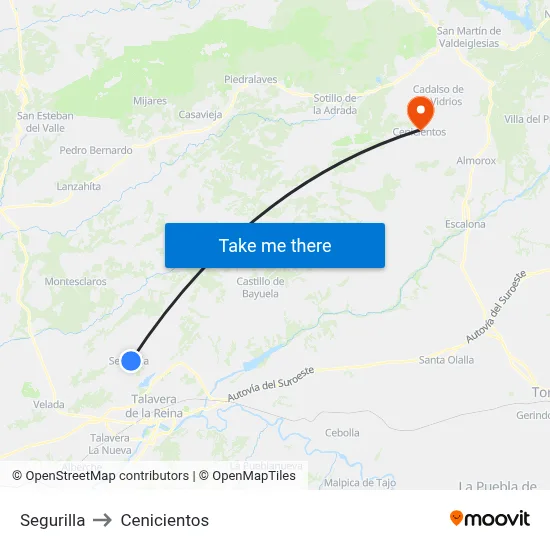 Segurilla to Cenicientos map