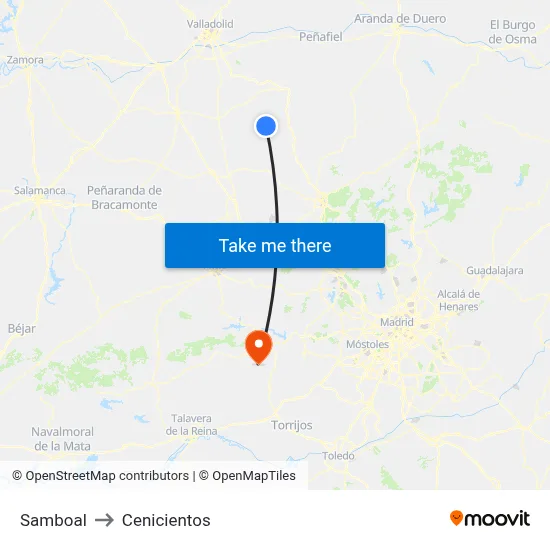 Samboal to Cenicientos map