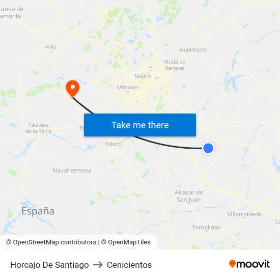 Horcajo De Santiago to Cenicientos map