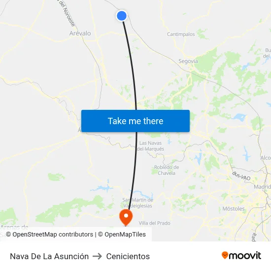 Nava De La Asunción to Cenicientos map