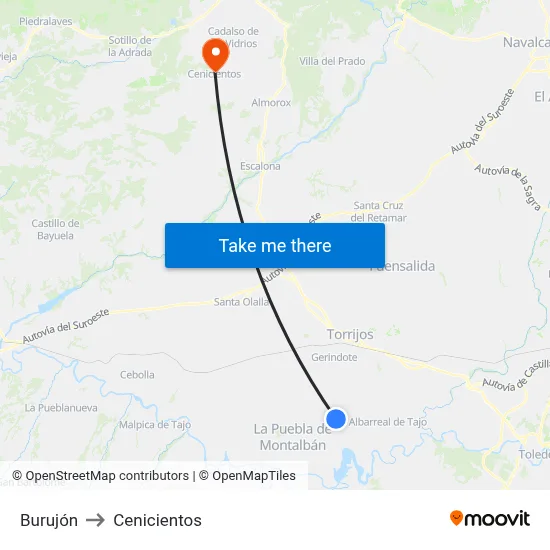 Burujón to Cenicientos map