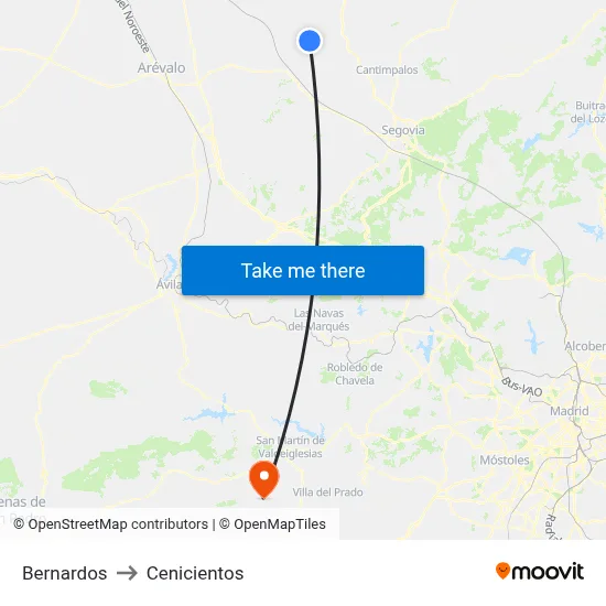 Bernardos to Cenicientos map