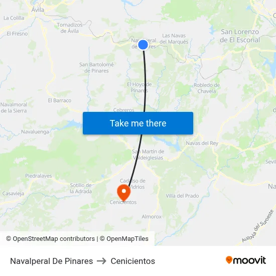 Navalperal De Pinares to Cenicientos map