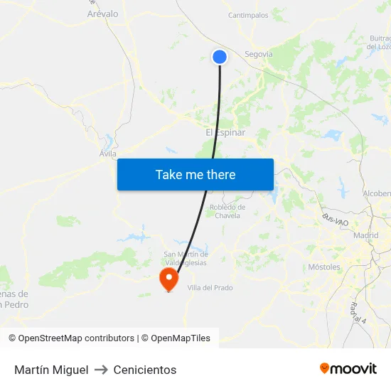 Martín Miguel to Cenicientos map