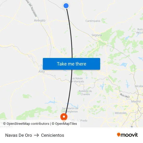 Navas De Oro to Cenicientos map