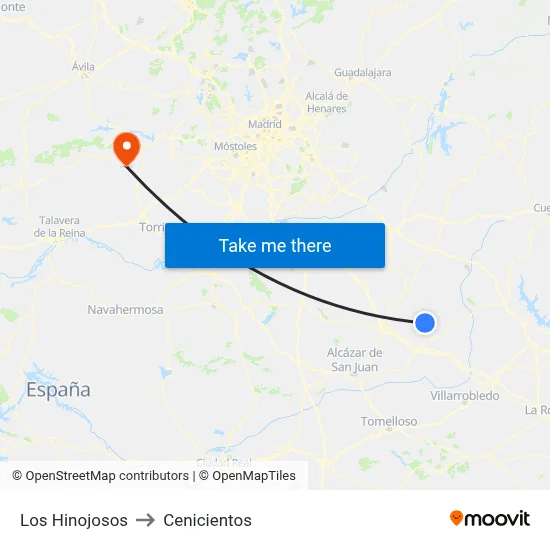Los Hinojosos to Cenicientos map