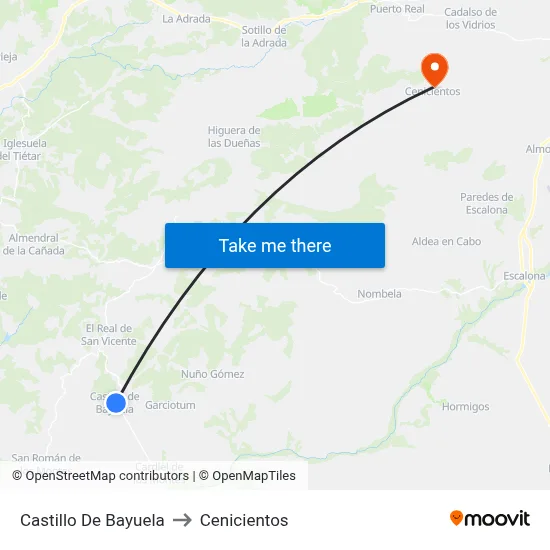 Castillo De Bayuela to Cenicientos map