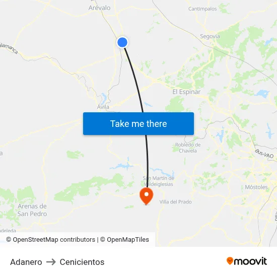 Adanero to Cenicientos map