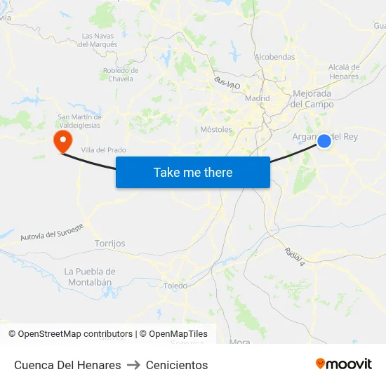 Cuenca Del Henares to Cenicientos map