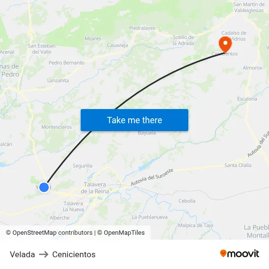 Velada to Cenicientos map
