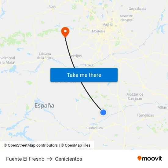 Fuente El Fresno to Cenicientos map