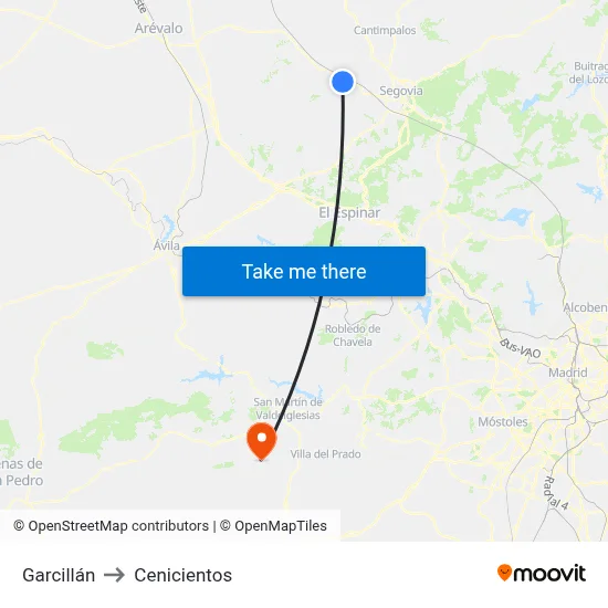 Garcillán to Cenicientos map