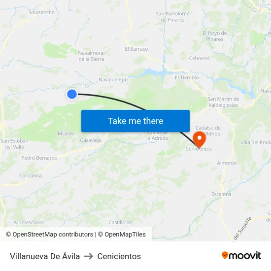 Villanueva De Ávila to Cenicientos map