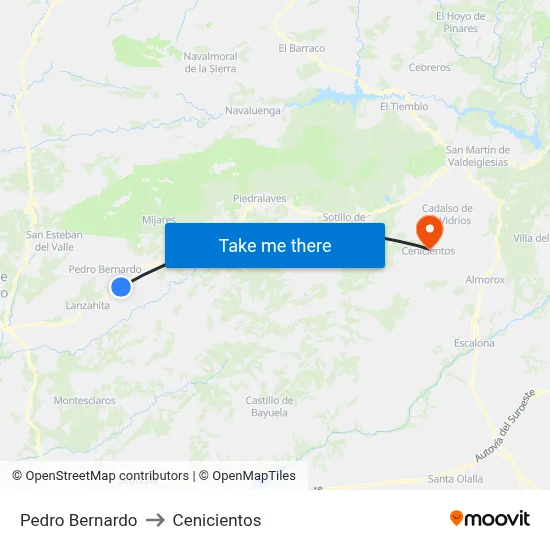 Pedro Bernardo to Cenicientos map
