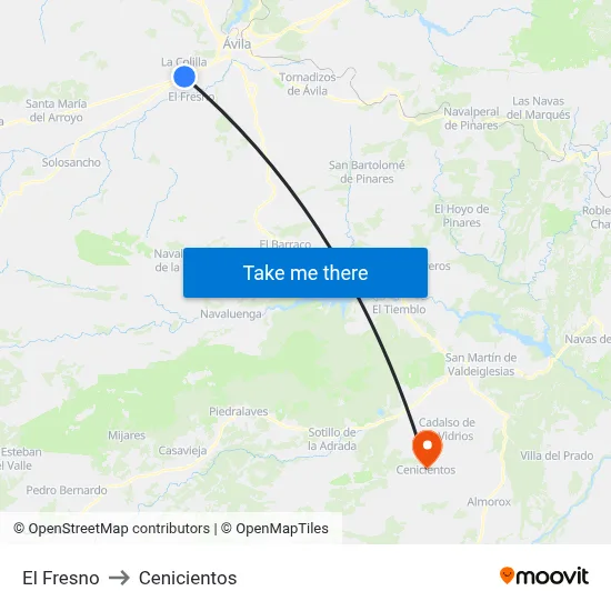 El Fresno to Cenicientos map