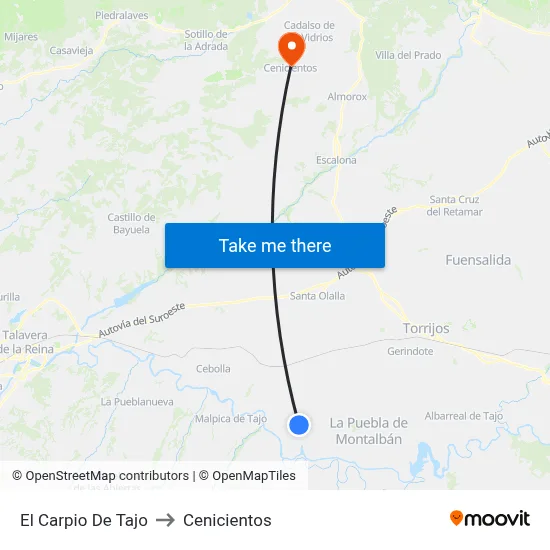El Carpio De Tajo to Cenicientos map