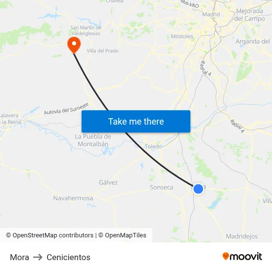 Mora to Cenicientos map