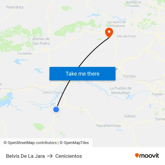 Belvís De La Jara to Cenicientos map