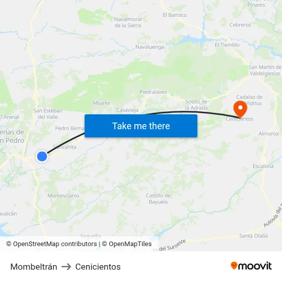 Mombeltrán to Cenicientos map