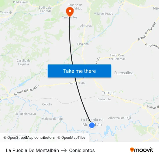 La Puebla De Montalbán to Cenicientos map