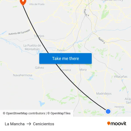 La Mancha to Cenicientos map