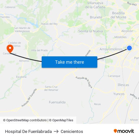 Hospital De Fuenlabrada to Cenicientos map