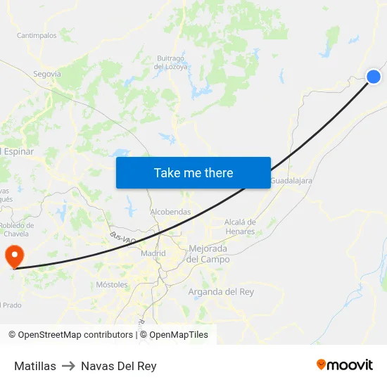 Matillas to Navas Del Rey map
