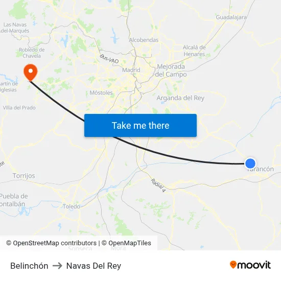 Belinchón to Navas Del Rey map