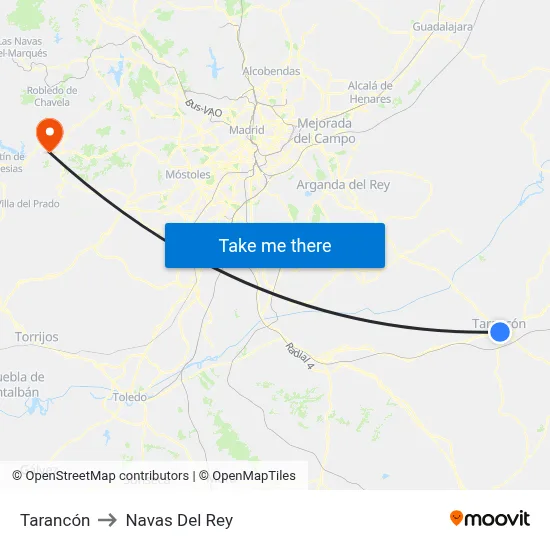 Tarancón to Navas Del Rey map