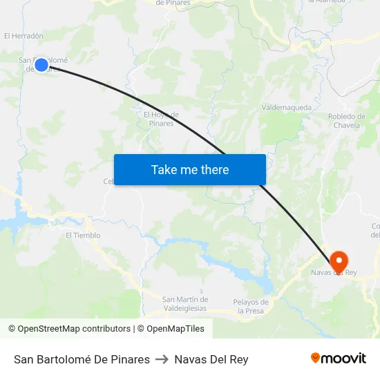San Bartolomé De Pinares to Navas Del Rey map