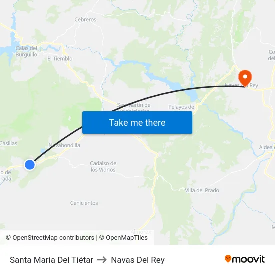 Santa María Del Tiétar to Navas Del Rey map