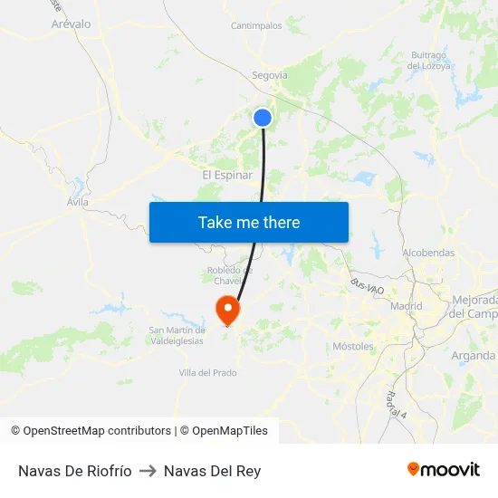 Navas De Riofrío to Navas Del Rey map