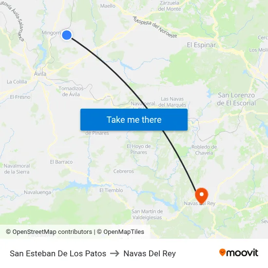 San Esteban De Los Patos to Navas Del Rey map