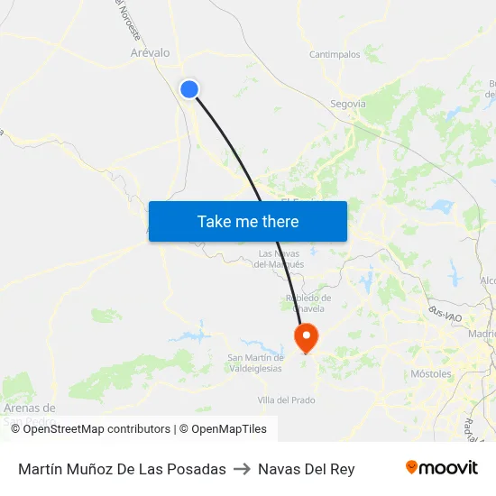 Martín Muñoz De Las Posadas to Navas Del Rey map