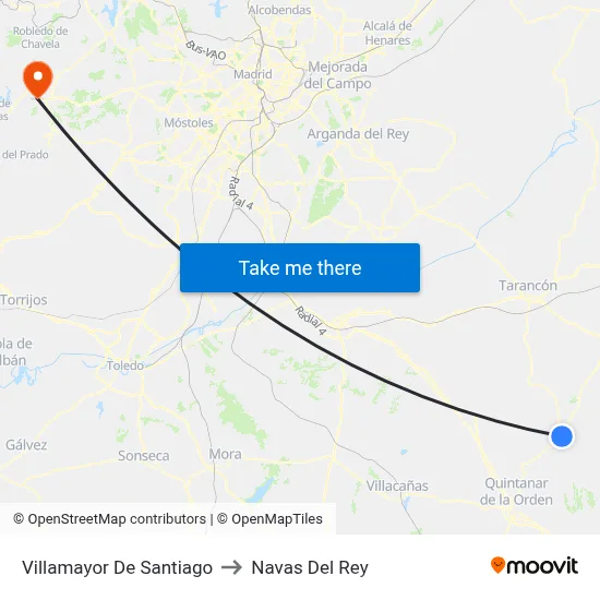 Villamayor De Santiago to Navas Del Rey map