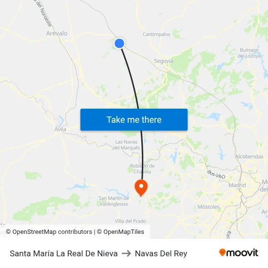 Santa María La Real De Nieva to Navas Del Rey map
