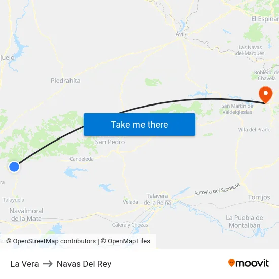La Vera to Navas Del Rey map
