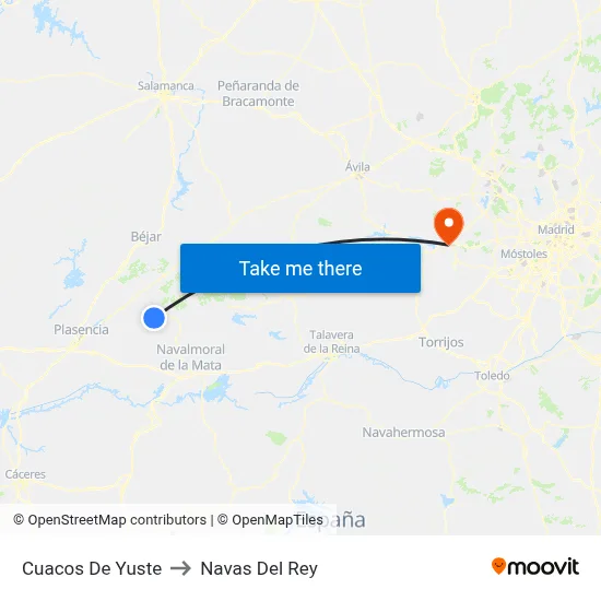 Cuacos De Yuste to Navas Del Rey map
