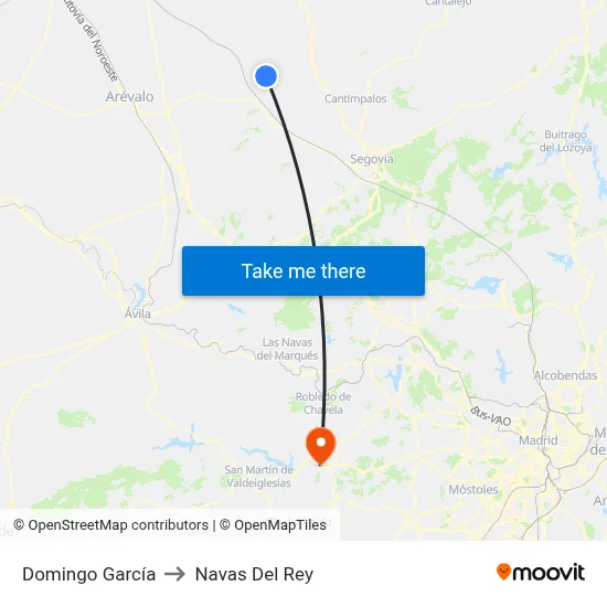 Domingo García to Navas Del Rey map