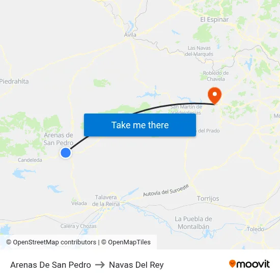 Arenas De San Pedro to Navas Del Rey map