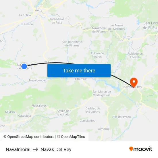 Navalmoral to Navas Del Rey map