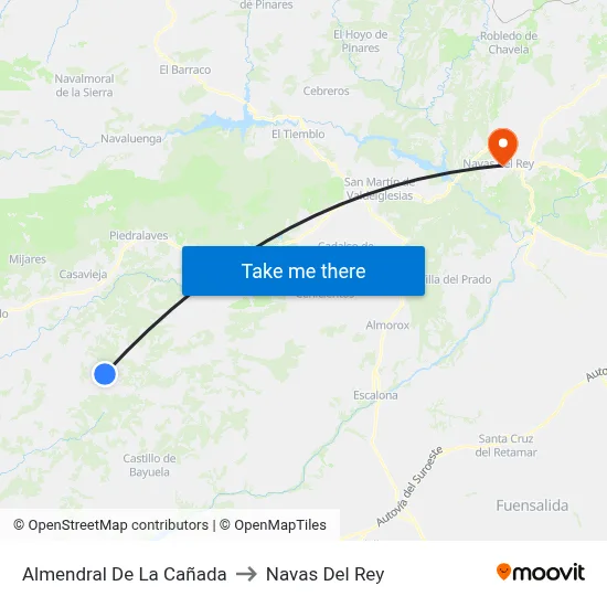 Almendral De La Cañada to Navas Del Rey map