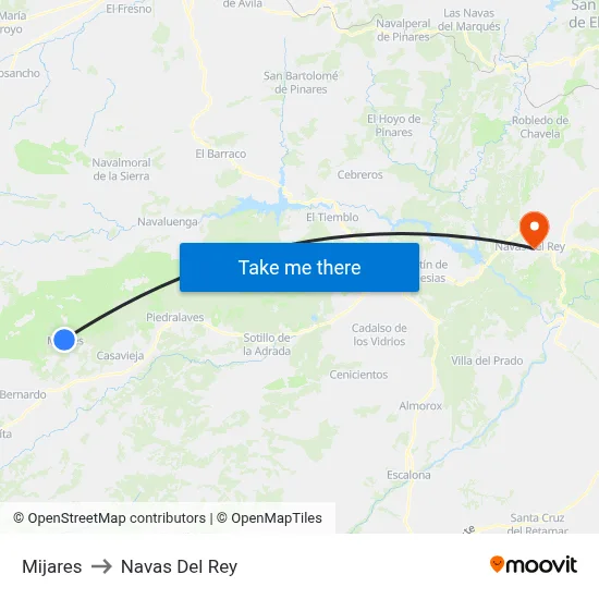 Mijares to Navas Del Rey map