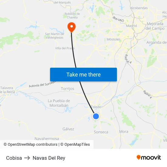 Cobisa to Navas Del Rey map
