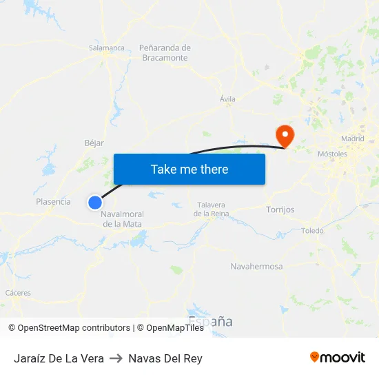 Jaraíz De La Vera to Navas Del Rey map
