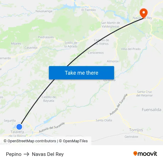 Pepino to Navas Del Rey map